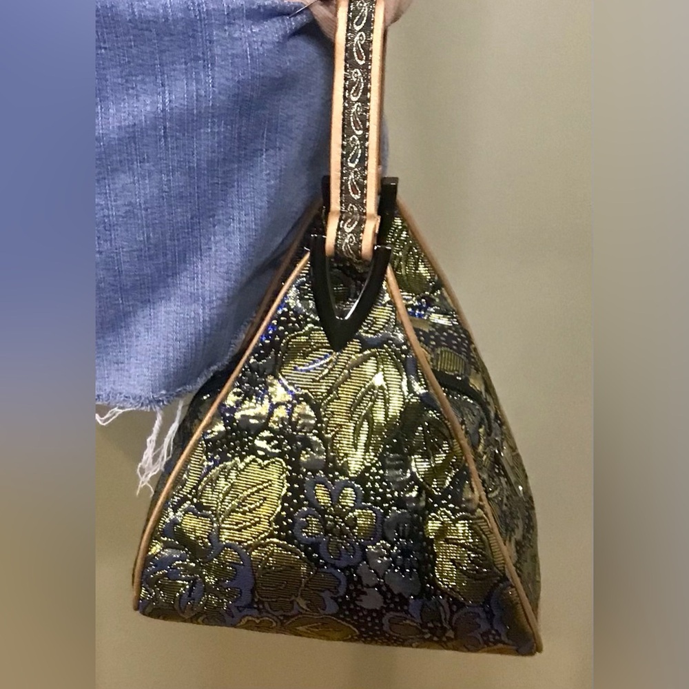 Asian / Fortune Cookie Gold and Black Women's Hand Bag